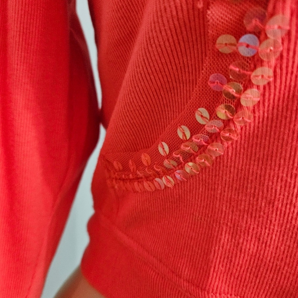 Haven Bleu Coral Zip Front Hoodie Medium Sequined Mesh Jacket Cropped Fit - Picture 16 of 16